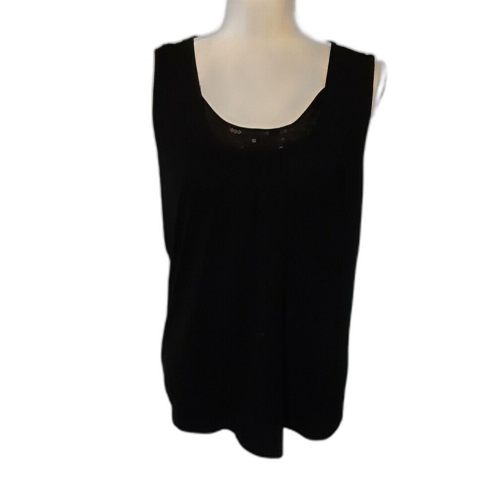 Project black sequin tank top L polyester rayon pleated dress up or casual